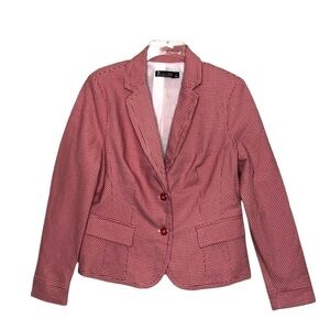 NEW - 7th AVENUE NEW YORK & CO - Red & White Gingham Button Front Blazer Size 12